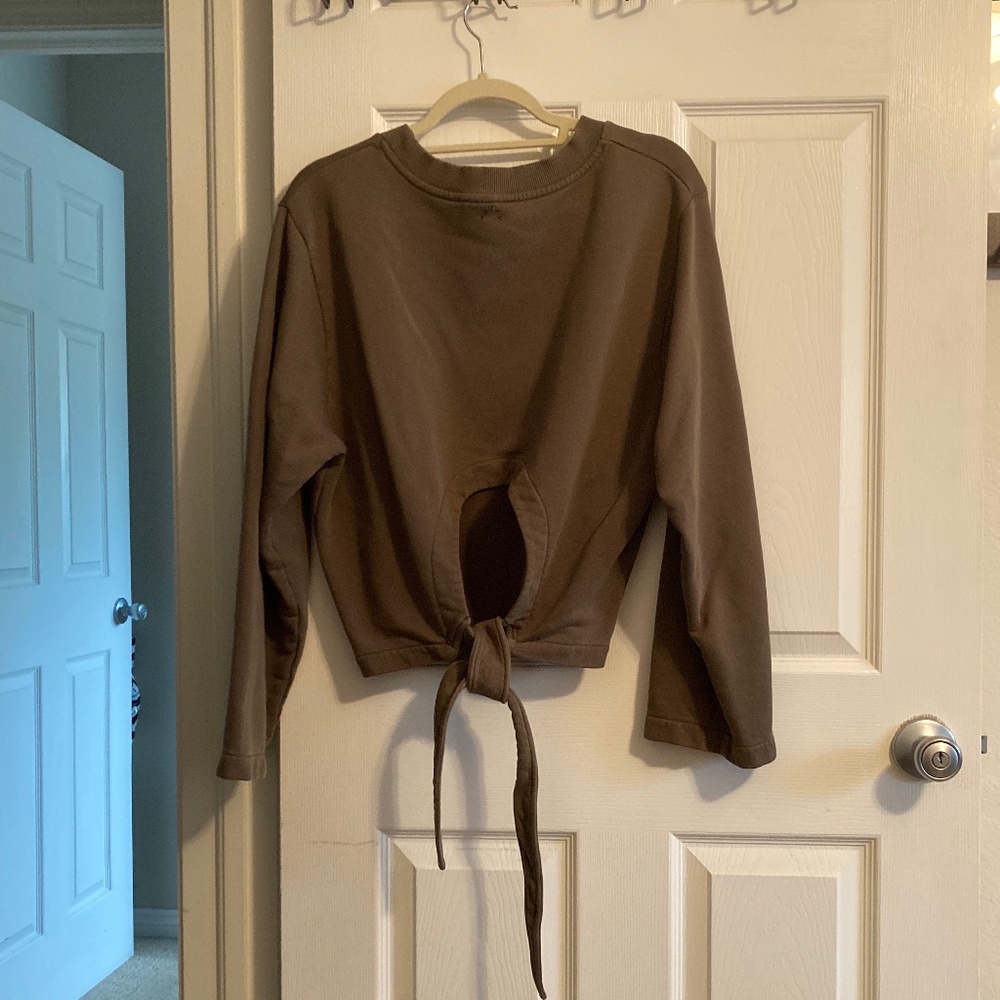 Varley Relaxed Tieback Crop Sweatshirt M Olive Green